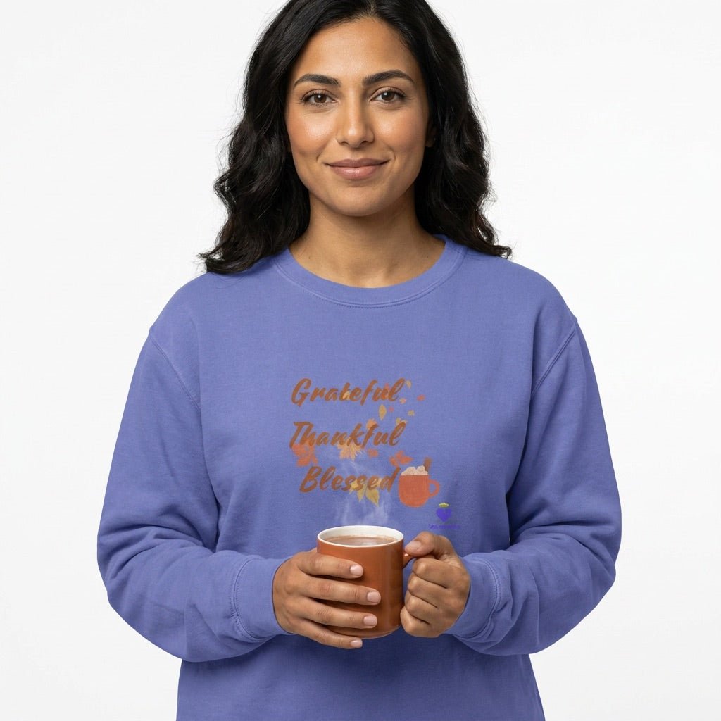 Grateful, Thankful, Blessed | Unisex Garment-Dyed Sweatshirt Sweatshirt - HeartHalo