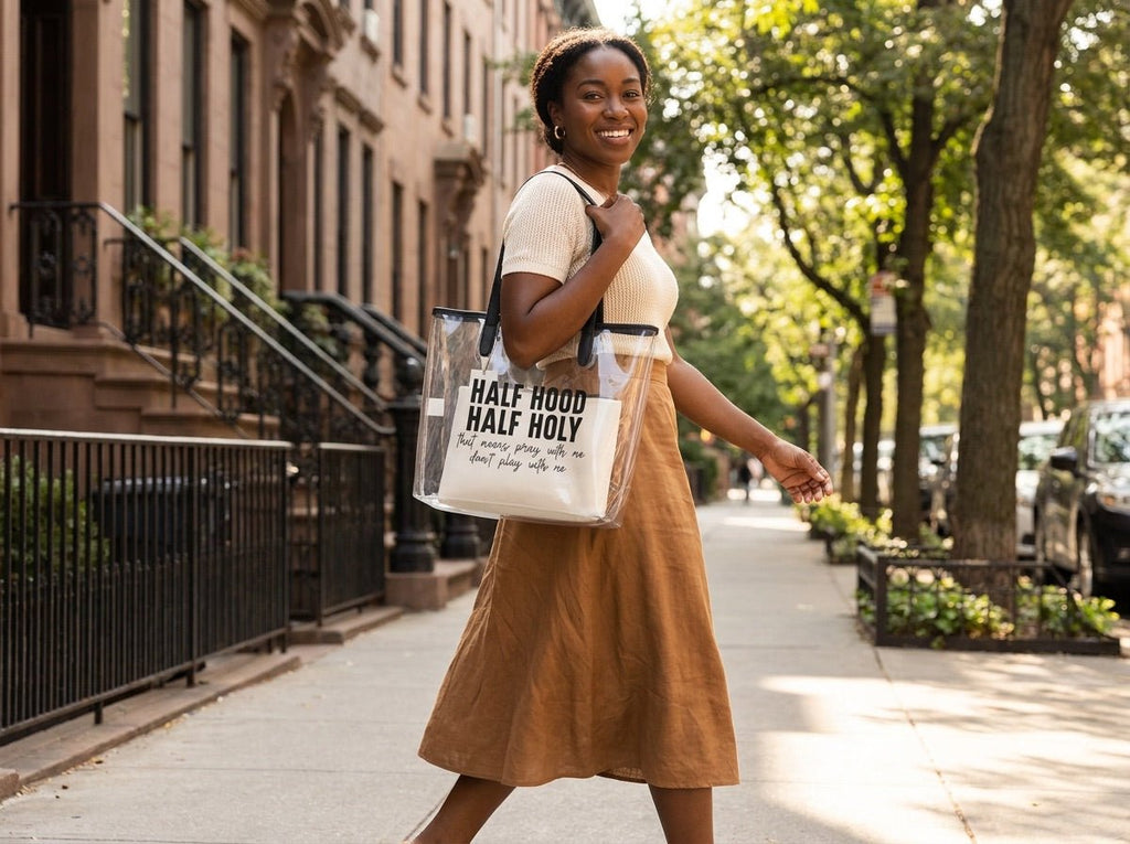 Half Hood | Clear Tote Bag Tote Bag - HeartHalo