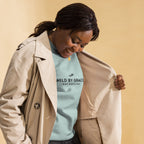 Held by Grace, Not Hustling embroidered premium sweatshirt in Agave, product view