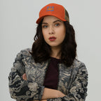His Grace is Enough | Embroidered Trucker Cap in Rustic Orange/ Khaki, back view