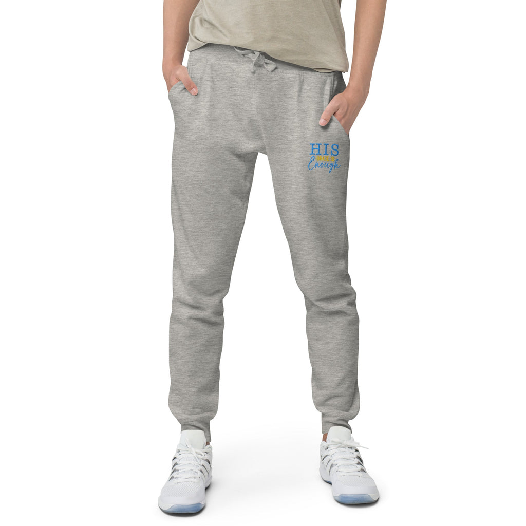 His Grace is Enough | Embroidered Unisex fleece sweatpants in Carbon Grey, back view