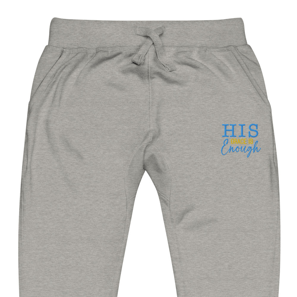 His Grace is Enough | Embroidered Unisex fleece sweatpants in Carbon Grey, front view