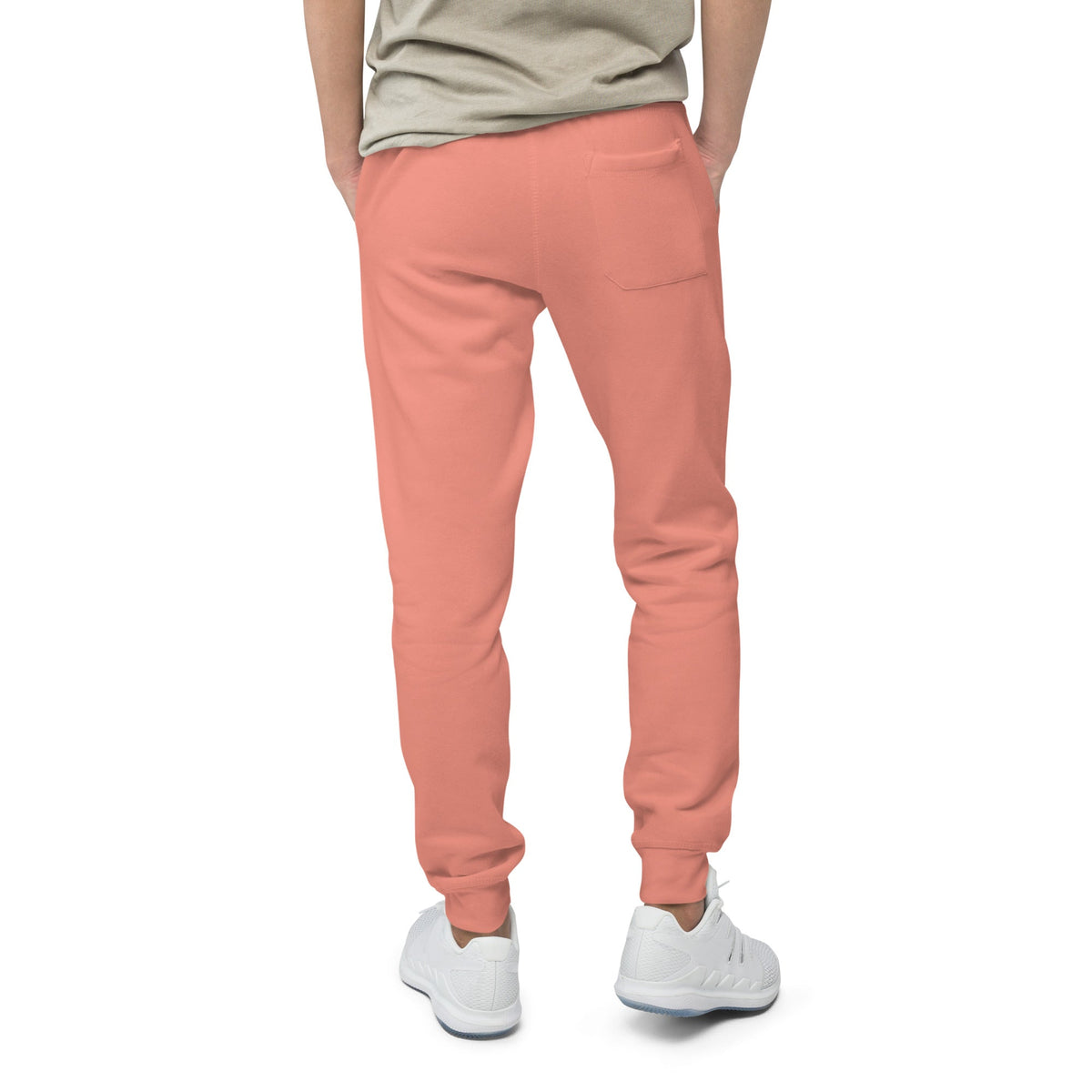 His Grace is Enough | Embroidered Unisex fleece sweatpants in Dusty Rose, back view