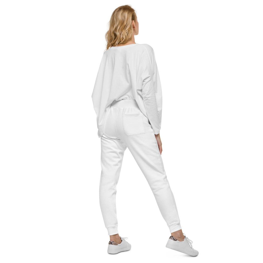 His Grace is Enough | Embroidered Unisex fleece sweatpants in White, back view