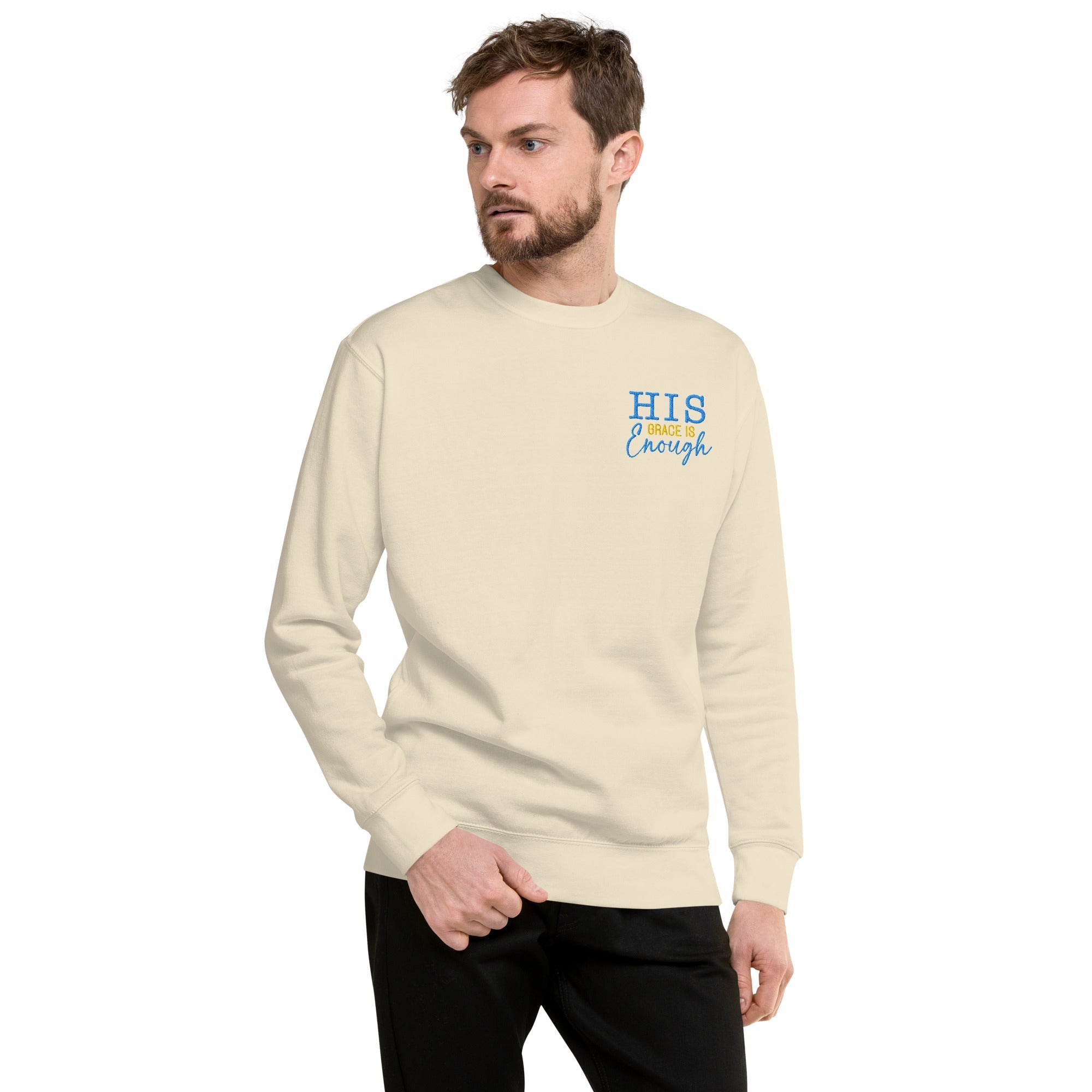 His Grace is Enough| Embroidered Unisex Premium Sweatshirt T-SHIRT - HeartHalo