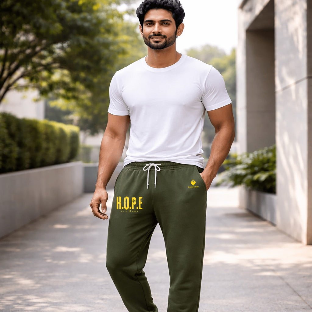 Hope is a Habit | Embroidered Unisex Fleece Sweatpants Sweatpants - HeartHalo