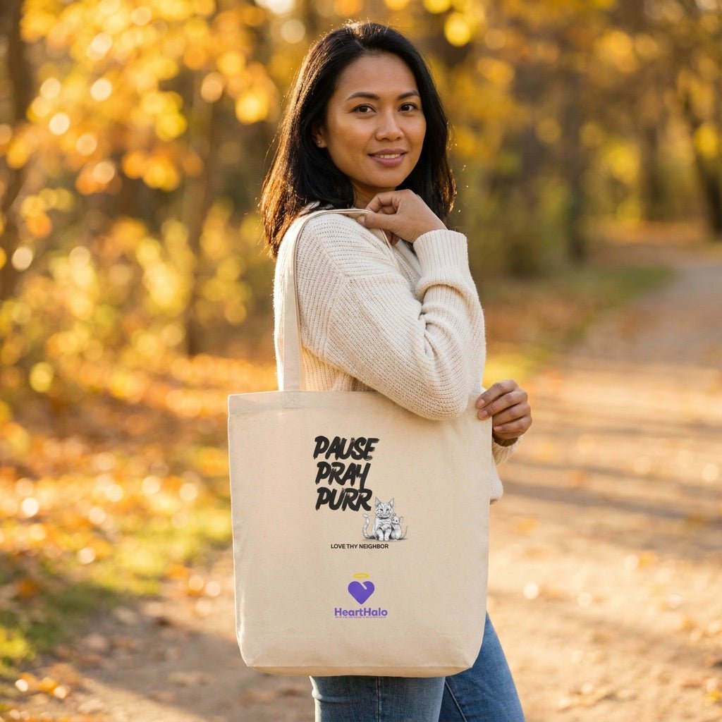 Pause, Pray and Purr | Eco Tote Bag Tote Bag - HeartHalo