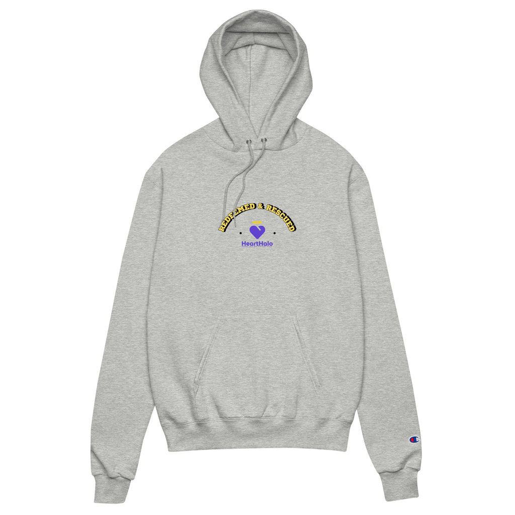 Redeemed & Rescued | Unisex Champion Premium Pullover Hoodie Hoodie - HeartHalo