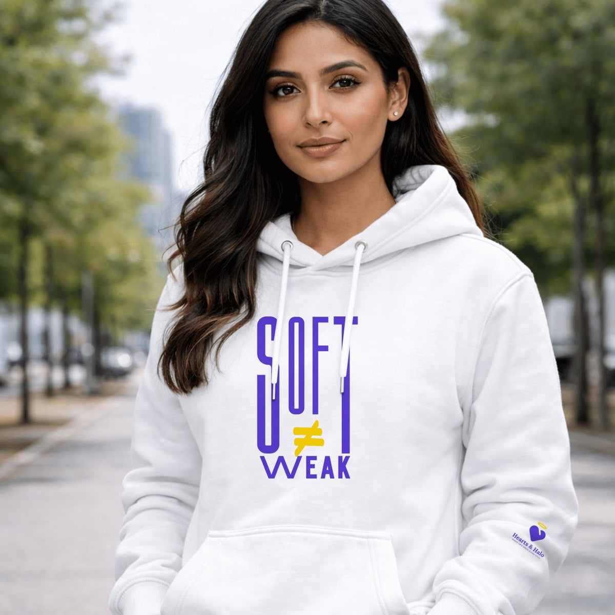 Soft ≠ Weak | Embroidered Unisex Premium Pullover Hoodie Hoodie - HeartHalo