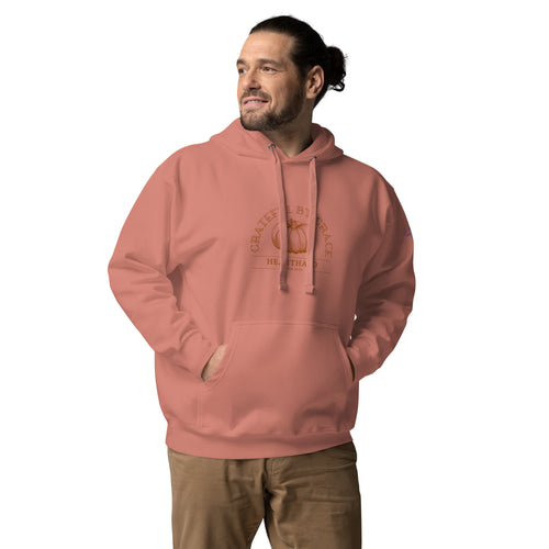 Grateful by Grace | Unisex Premium Pullover Hoodie in Dusty Rose, back view