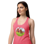 Fueled by Faith and Hay | Women’s fitted racerback tank top in Hot Pink, back view