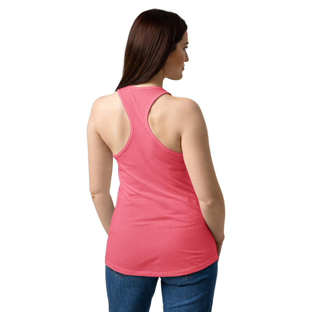Fueled by Faith and Hay | Women’s fitted racerback tank top in Hot Pink, back view