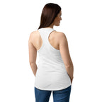 Fueled by Faith and Hay | Women’s fitted racerback tank top in White, back view