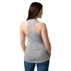 Fueled by Faith and Hay | Women’s fitted racerback tank top in Heather gray, back view