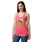 Fueled by Faith and Hay | Women’s fitted racerback tank top in Hot Pink, back view
